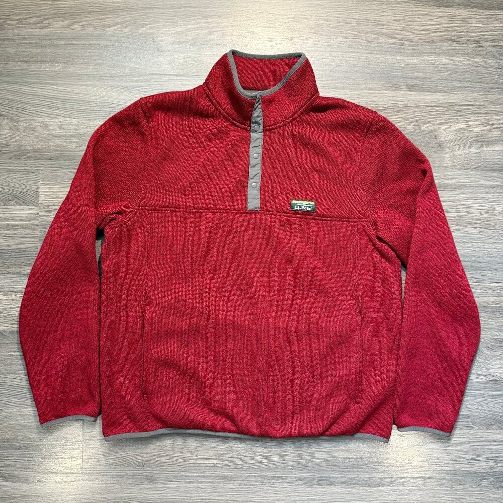 L.L. Bean Men's Sweater Fleece Pullover - Red/Black